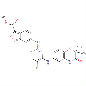 575484-90-1  2-Benzofurancarboxylic acid,5-[[4-[(3,4-dihydro-2,2-dimethyl-3-oxo-2H-1,4-benzoxazin-6-yl)amino]-5-fluoro-2-pyrimidinyl]amino]-, methyl ester