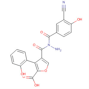 576168-14-4  2-Furancarboxylic acid, 3-(2-hydroxyphenyl)-,2-(3-cyano-4-hydroxybenzoyl)hydrazide
