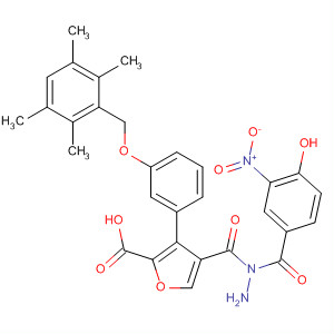 576168-27-9  2-Furancarboxylic acid,3-[3-[(2,3,5,6-tetramethylphenyl)methoxy]phenyl]-,2-(4-hydroxy-3-nitrobenzoyl)hydrazide