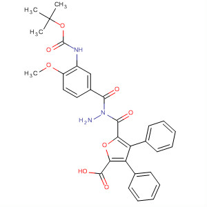 576168-47-3  2-Furancarboxylic acid, 3,4-diphenyl-,2-[3-[[(1,1-dimethylethoxy)carbonyl]amino]-4-methoxybenzoyl]hydrazide