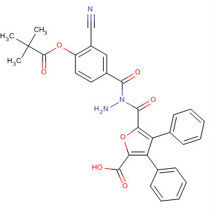 576169-03-4  2-Furancarboxylic acid, 3,4-diphenyl-,2-[3-cyano-4-(2,2-dimethyl-1-oxopropoxy)benzoyl]hydrazide