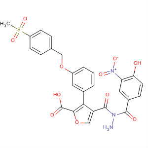 576170-47-3  2-Furancarboxylic acid, 3-[3-[[4-(methylsulfonyl)phenyl]methoxy]phenyl]-,2-(4-hydroxy-3-nitrobenzoyl)hydrazide