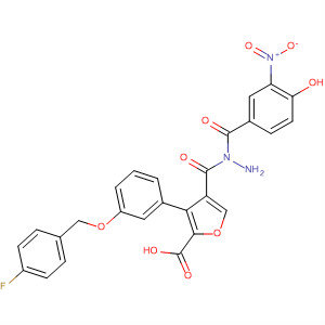 576170-49-5  2-Furancarboxylic acid, 3-[3-[(4-fluorophenyl)methoxy]phenyl]-,2-(4-hydroxy-3-nitrobenzoyl)hydrazide