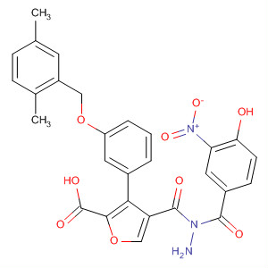 576170-54-2  2-Furancarboxylic acid, 3-[3-[(2,5-dimethylphenyl)methoxy]phenyl]-,2-(4-hydroxy-3-nitrobenzoyl)hydrazide