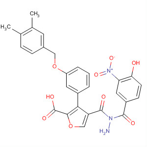 576170-56-4  2-Furancarboxylic acid, 3-[3-[(3,4-dimethylphenyl)methoxy]phenyl]-,2-(4-hydroxy-3-nitrobenzoyl)hydrazide