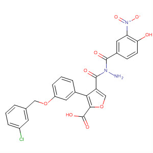 576170-57-5  2-Furancarboxylic acid, 3-[3-[(3-chlorophenyl)methoxy]phenyl]-,2-(4-hydroxy-3-nitrobenzoyl)hydrazide