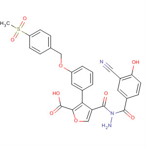 576170-63-3  2-Furancarboxylic acid, 3-[3-[[4-(methylsulfonyl)phenyl]methoxy]phenyl]-,2-(3-cyano-4-hydroxybenzoyl)hydrazide