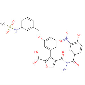 576170-64-4  2-Furancarboxylic acid,3-[3-[[3-[(methylsulfonyl)amino]phenyl]methoxy]phenyl]-,2-(4-hydroxy-3-nitrobenzoyl)hydrazide