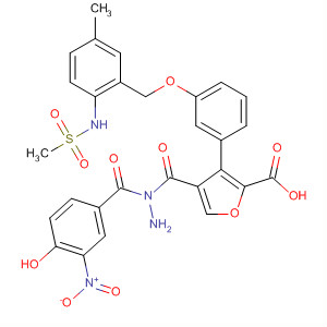 576170-67-7  2-Furancarboxylic acid,3-[3-[[5-methyl-2-[(methylsulfonyl)amino]phenyl]methoxy]phenyl]-,2-(4-hydroxy-3-nitrobenzoyl)hydrazide