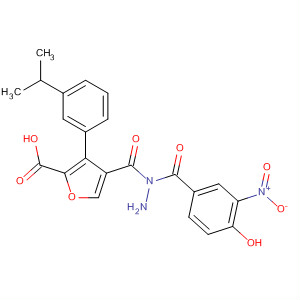 576170-77-9  2-Furancarboxylic acid, 3-[3-(1-methylethyl)phenyl]-,2-(4-hydroxy-3-nitrobenzoyl)hydrazide