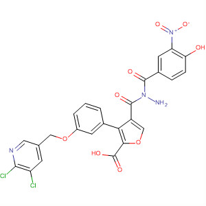 576170-91-7  2-Furancarboxylic acid, 3-[3-[(5,6-dichloro-3-pyridinyl)methoxy]phenyl]-,2-(4-hydroxy-3-nitrobenzoyl)hydrazide