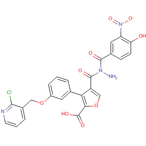 576170-94-0  2-Furancarboxylic acid, 3-[3-[(2-chloro-3-pyridinyl)methoxy]phenyl]-,2-(4-hydroxy-3-nitrobenzoyl)hydrazide