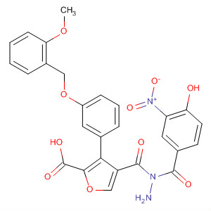 576170-99-5  2-Furancarboxylic acid, 3-[3-[(2-methoxyphenyl)methoxy]phenyl]-,2-(4-hydroxy-3-nitrobenzoyl)hydrazide