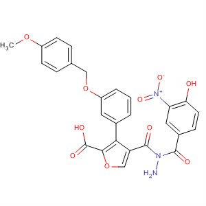 576171-00-1  2-Furancarboxylic acid, 3-[3-[(4-methoxyphenyl)methoxy]phenyl]-,2-(4-hydroxy-3-nitrobenzoyl)hydrazide
