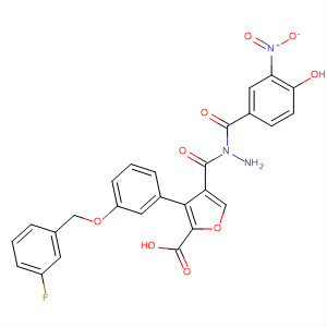 576171-01-2  2-Furancarboxylic acid, 3-[3-[(3-fluorophenyl)methoxy]phenyl]-,2-(4-hydroxy-3-nitrobenzoyl)hydrazide