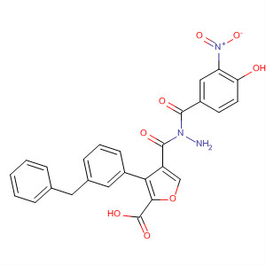 576171-11-4  2-Furancarboxylic acid, 3-[3-(phenylmethyl)phenyl]-,2-(4-hydroxy-3-nitrobenzoyl)hydrazide