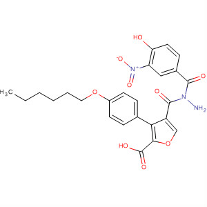 576171-34-1  2-Furancarboxylic acid, 3-[4-(hexyloxy)phenyl]-,2-(4-hydroxy-3-nitrobenzoyl)hydrazide