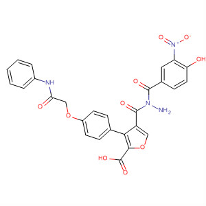 576171-37-4  2-Furancarboxylic acid, 3-[4-[2-oxo-2-(phenylamino)ethoxy]phenyl]-,2-(4-hydroxy-3-nitrobenzoyl)hydrazide