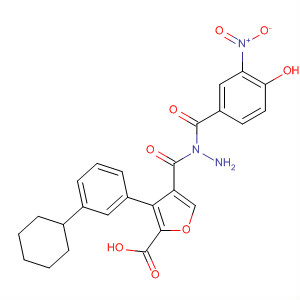 576171-48-7  2-Furancarboxylic acid, 3-(3-cyclohexylphenyl)-,2-(4-hydroxy-3-nitrobenzoyl)hydrazide