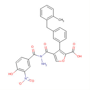 576171-50-1  2-Furancarboxylic acid, 3-[3-[(2-methylphenyl)methyl]phenyl]-,2-(4-hydroxy-3-nitrobenzoyl)hydrazide