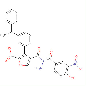 576171-51-2  2-Furancarboxylic acid, 3-[3-(1-phenylethyl)phenyl]-,2-(4-hydroxy-3-nitrobenzoyl)hydrazide