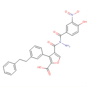 576171-53-4  2-Furancarboxylic acid, 3-[3-(2-phenylethyl)phenyl]-,2-(4-hydroxy-3-nitrobenzoyl)hydrazide
