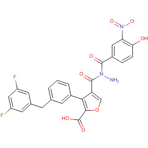 576171-54-5  2-Furancarboxylic acid, 3-[3-[(3,5-difluorophenyl)methyl]phenyl]-,2-(4-hydroxy-3-nitrobenzoyl)hydrazide