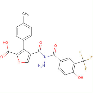 576171-61-4  2-Furancarboxylic acid, 3-(4-methylphenyl)-,2-[4-hydroxy-3-(trifluoromethyl)benzoyl]hydrazide