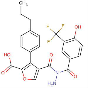 576171-63-6  2-Furancarboxylic acid, 3-(4-propylphenyl)-,2-[4-hydroxy-3-(trifluoromethyl)benzoyl]hydrazide
