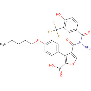 576171-65-8  2-Furancarboxylic acid, 3-[4-(pentyloxy)phenyl]-,2-[4-hydroxy-3-(trifluoromethyl)benzoyl]hydrazide