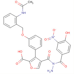 576171-72-7  2-Furancarboxylic acid, 3-[3-[[2-(acetylamino)phenyl]methoxy]phenyl]-,2-(4-hydroxy-3-nitrobenzoyl)hydrazide