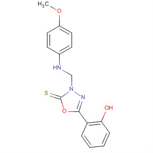 54587-74-5  1,3,4-Oxadiazole-2(3H)-thione,5-(2-hydroxyphenyl)-3-[[(4-methoxyphenyl)amino]methyl]-