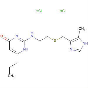 54855-64-0  4(1H)-Pyrimidinone,2-[[2-[[(5-methyl-1H-imidazol-4-yl)methyl]thio]ethyl]amino]-6-propyl-,dihydrochloride