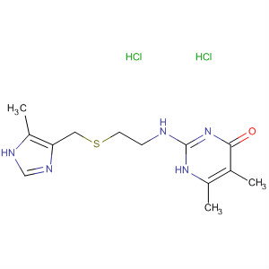 54959-44-3  4(1H)-Pyrimidinone,5,6-dimethyl-2-[[2-[[(5-methyl-1H-imidazol-4-yl)methyl]thio]ethyl]amino]-,dihydrochloride
