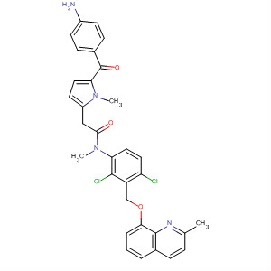 554421-95-3  1H-Pyrrole-2-acetamide,5-(4-aminobenzoyl)-N-[2,4-dichloro-3-[[(2-methyl-8-quinolinyl)oxy]methyl]phenyl]-N,1-dimethyl-