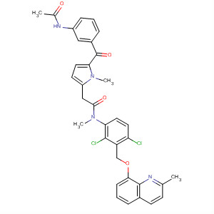 554421-97-5  1H-Pyrrole-2-acetamide,5-[3-(acetylamino)benzoyl]-N-[2,4-dichloro-3-[[(2-methyl-8-quinolinyl)oxy]methyl]phenyl]-N,1-dimethyl-