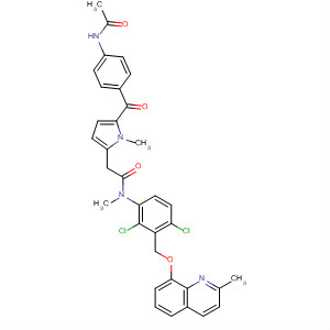 554421-98-6  1H-Pyrrole-2-acetamide,5-[4-(acetylamino)benzoyl]-N-[2,4-dichloro-3-[[(2-methyl-8-quinolinyl)oxy]methyl]phenyl]-N,1-dimethyl-
