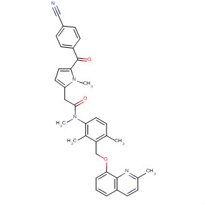 554422-01-4  1H-Pyrrole-2-acetamide,5-(4-cyanobenzoyl)-N-[2,4-dimethyl-3-[[(2-methyl-8-quinolinyl)oxy]methyl]phenyl]-N,1-dimethyl-