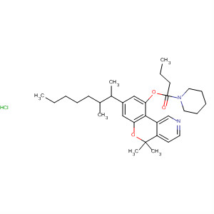 55477-11-7  1-Piperidinebutanoic acid,8-(1,2-dimethylheptyl)-5,5-dimethyl-5H-[1]benzopyrano[4,3-c]pyridin-10-yl ester, monohydrochloride