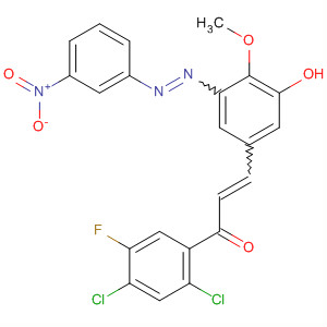 561014-82-2  2-Propen-1-one,1-(2,4-dichloro-5-fluorophenyl)-3-[3-hydroxy-4-methoxy-5-[(3-nitrophenyl)azo]phenyl]-