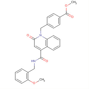 528821-27-4  Benzoic acid,4-[[4-[[[(2-methoxyphenyl)methyl]amino]carbonyl]-2-oxo-1(2H)-quinolinyl]methyl]-, methyl ester