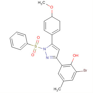 530087-39-9  1H-Pyrazole,3-(3-bromo-2-hydroxy-5-methylphenyl)-4,5-dihydro-5-(4-methoxyphenyl)-1-(phenylsulfonyl)-