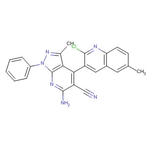 533882-50-7  1H-Pyrazolo[3,4-b]pyridine-5-carbonitrile,6-amino-4-(2-chloro-6-methyl-3-quinolinyl)-3-methyl-1-phenyl-