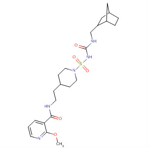 53750-72-4  3-Pyridinecarboxamide,N-[2-[1-[[[[(bicyclo[2.2.1]hept-2-ylmethyl)amino]carbonyl]amino]sulfonyl]-4-piperidinyl]ethyl]-2-methoxy-, endo-