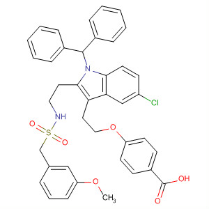 540523-67-9  Benzoic acid,4-[2-[5-chloro-1-(diphenylmethyl)-2-[2-[[[(3-methoxyphenyl)methyl]sulfonyl]amino]ethyl]-1H-indol-3-yl]ethoxy]-
