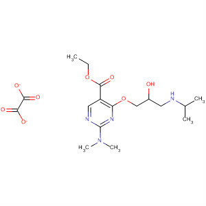 54189-87-6  5-Pyrimidinecarboxylic acid,2-(dimethylamino)-4-[2-hydroxy-3-[(1-methylethyl)amino]propoxy]-, ethylester, ethanedioate (salt)