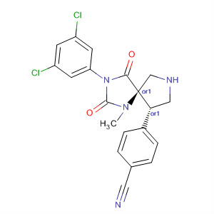 509080-52-8  Benzonitrile,4-[(5R,9S)-3-(3,5-dichlorophenyl)-1-methyl-2,4-dioxo-1,3,7-triazaspiro[4.4]non-9-yl]-, rel-