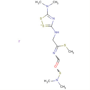 51593-21-6  1,2,4-Dithiazol-1-ium,3-(dimethylamino)-5-[[[[(dimethylamino)thioxomethyl]imino](methylthio)methyl]methylamino]-, iodide