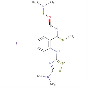 51593-22-7  1,2,4-Dithiazol-1-ium,3-(dimethylamino)-5-[[[[(dimethylamino)thioxomethyl]imino](methylthio)methyl]phenylamino]-, iodide