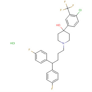 51787-99-6  4-Piperidinol,1-[4,4-bis(4-fluorophenyl)butyl]-4-[4-chloro-3-(trifluoromethyl)phenyl]-,hydrochloride